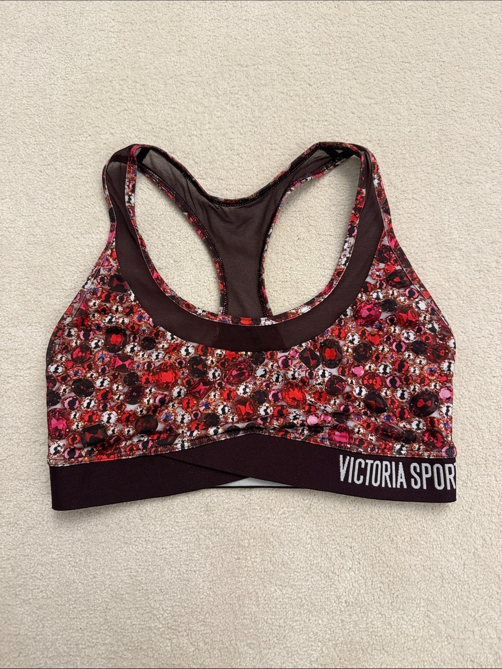 Victoria Sport XS sports bra pretty jewels print racer back